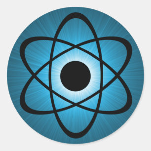 Nerdy Atomic Stickers, Blue Classic Round Sticker
