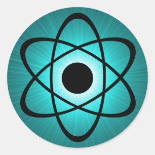 Nerdy Atomic Stickers, Teal Classic Round Sticker