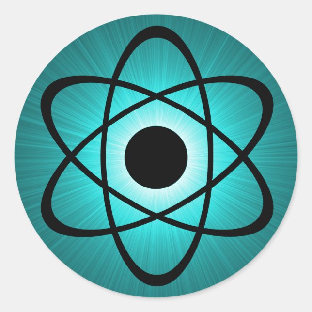 Nerdy Atomic Stickers, Teal Classic Round Sticker (Front)