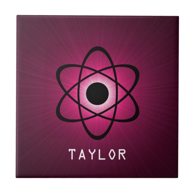 Nerdy Atomic Tile, Pink Ceramic Tile (Front)