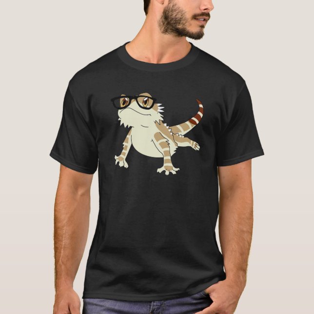 Nerdy Bearded Dragon Funny Cute T-Shirt (Front)
