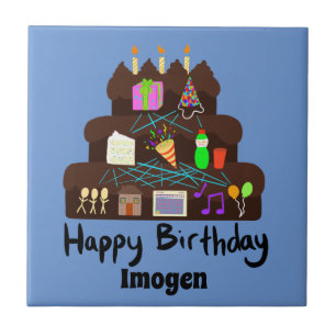Nerdy Birthday Neural Network Ceramic Tile