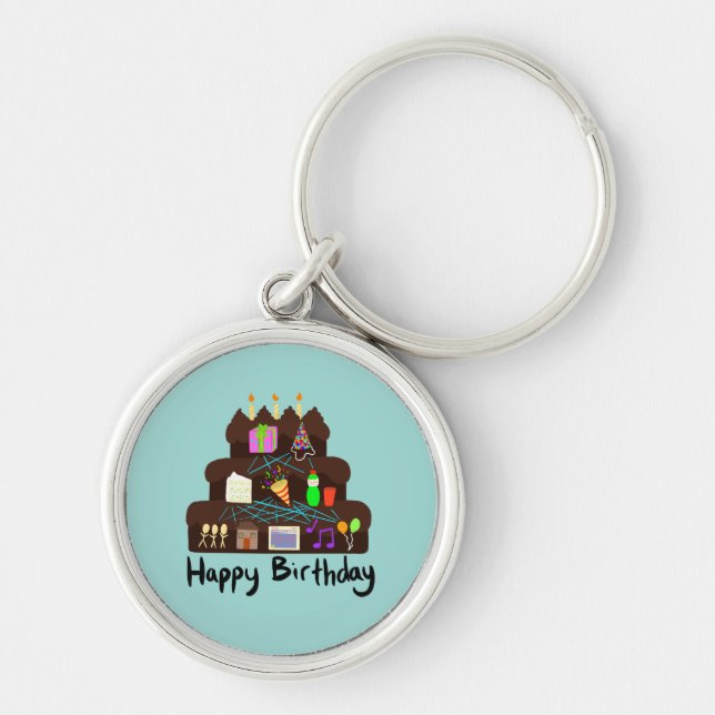 Nerdy Birthday Neural Network Key Ring (Front)