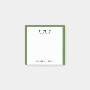 Nerdy Black Glasses Customised Square Post-It Notes