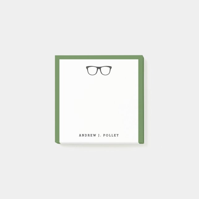 Nerdy Black Glasses Customised Square Post-It Notes (Front)