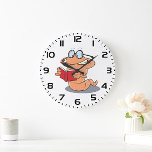 Nerdy Bookworm Reading A Book Large Clock