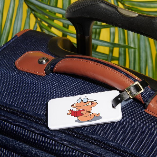 Nerdy Bookworm Reading A Book Luggage Tag (Creator Uploaded)