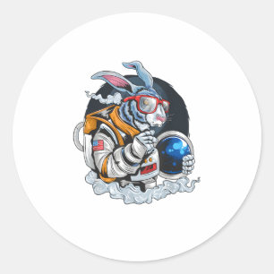 Nerdy Bunny Astronaut in Space, Explorer Spaceman Classic Round Sticker