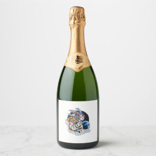 Nerdy Bunny Astronaut in Space, Explorer Spaceman Sparkling Wine Label