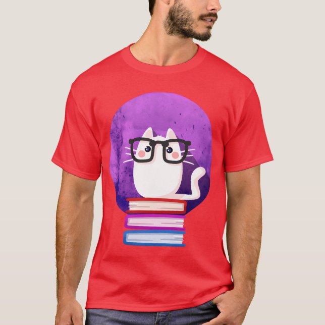 Nerdy Cat Book Nerd Librarians boy T-Shirt (Front)