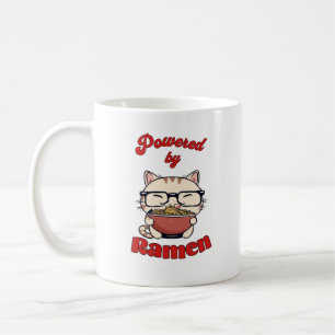 Nerdy cat powered by ramen  coffee mug