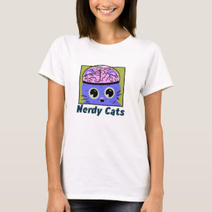 Nerdy Cats, Brain Design T-Shirt