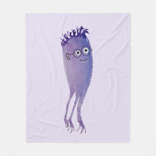 Nerdy Character Funny Cute Geek Purple Fleece Blanket