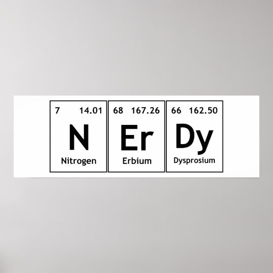 Nerdy Chemistry Periodic Table Words Elements Nerd Poster Au 8432