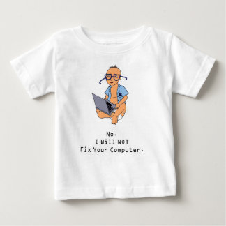 Nerdy Computer Baby T-Shirt Tan Skin