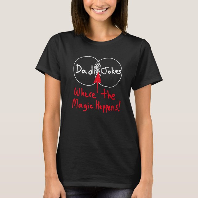 Nerdy Dad Jokes Venn Diagram Where The Magic Happe T-Shirt (Front)