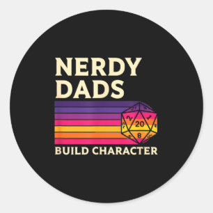 Nerdy Dads Build Character, Retro Tabletop Rpg Fat Classic Round Sticker