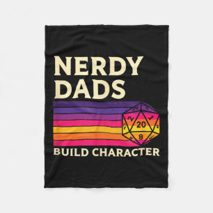 Nerdy Dads Build Character, Retro Tabletop Rpg Fat Fleece Blanket