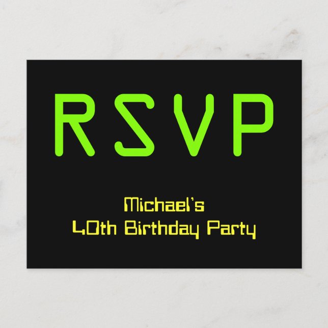 Nerdy, Digital Style & Techie "RSVP" Postcard (Front)