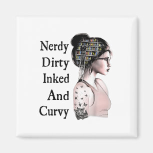 Nerdy Dirty Inked & Curvy Reading Lovers Tatto Magnet