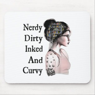Nerdy Dirty Inked &amp; Curvy Reading Lovers Tatto Mouse Pad