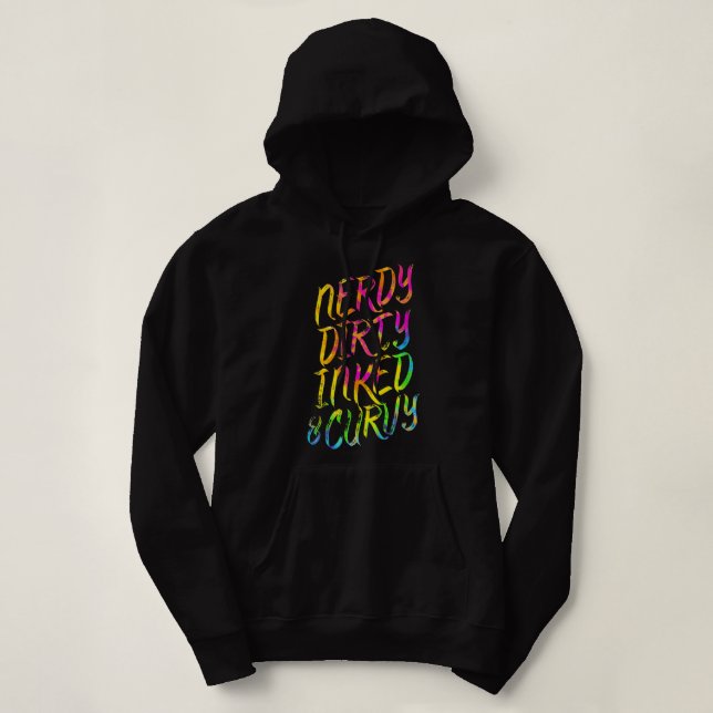 Nerdy Dirty Inked & Curvy - Tattoo Woman Girl Nerd Hoodie (Design Front)