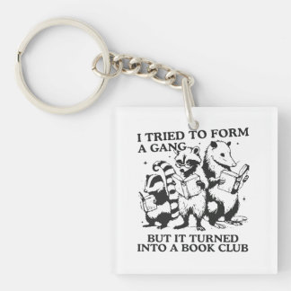 Nerdy Forest Animals Reading Club Illustration Key Ring