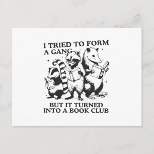 Nerdy Forest Animals Reading Club Illustration Postcard