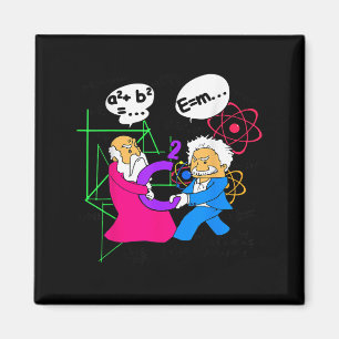 Nerdy Funny Pythagoras Fighting Over C Squared Mat Magnet