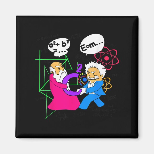 Nerdy Funny Pythagoras Fighting Over C Squared Mat Magnet (Front)