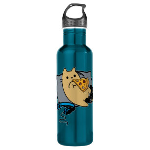 Nerdy Gamer Cat Pizza Loading Game Pause 710 Ml Water Bottle