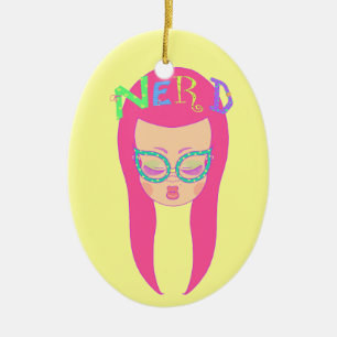 Nerdy Girl Ceramic Tree Decoration