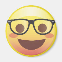 Nerdy Glasses Happy Emoji Magnet