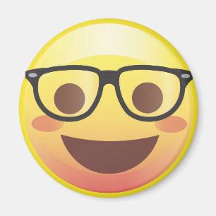 Nerdy Glasses Happy Emoji Magnet