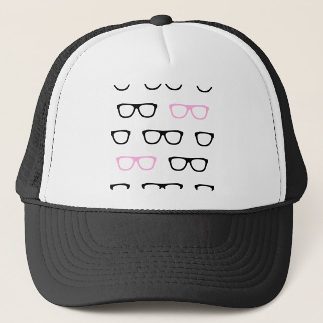 nerdy glasses pink nerd trucker hat (Front)