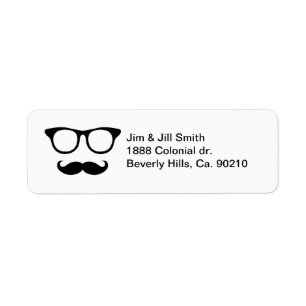 Nerdy Moustache Man Return Address Label