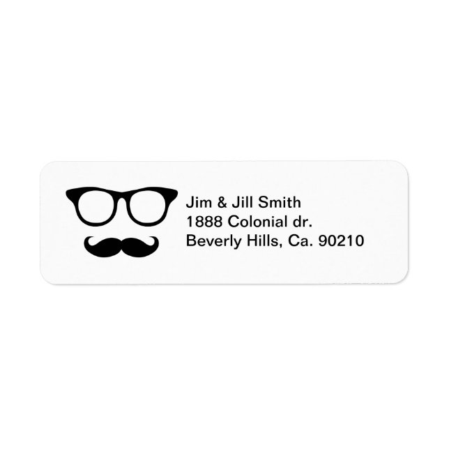 Nerdy Moustache Man Return Address Label (Front)