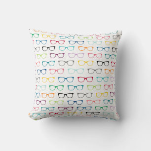 Nerdy Multi Colour HIpster Eye Glasses Pattern Cushion