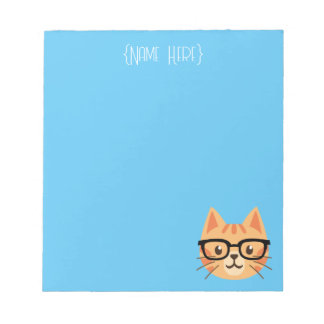 Nerdy Orange Cat Notepad - Custom Name