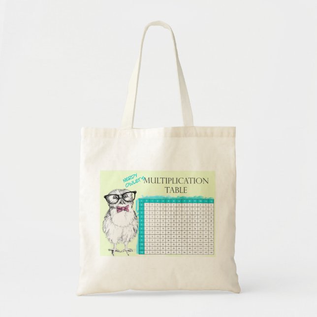 Nerdy Owl multiplication table Tote Bag (Front)