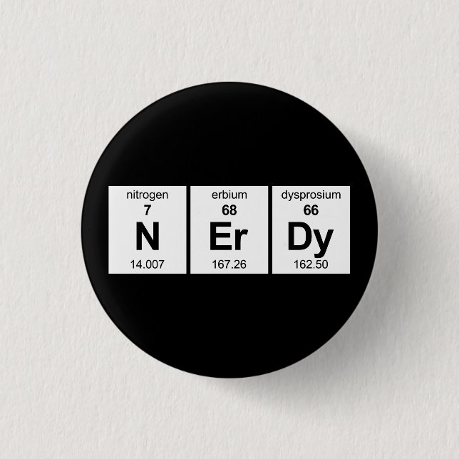NErDy Periodic Table 3 Cm Round Badge (Front)