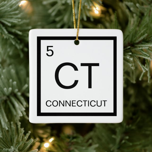 Nerdy Periodic Table Element of Connecticut Ceramic Ornament (Tree)