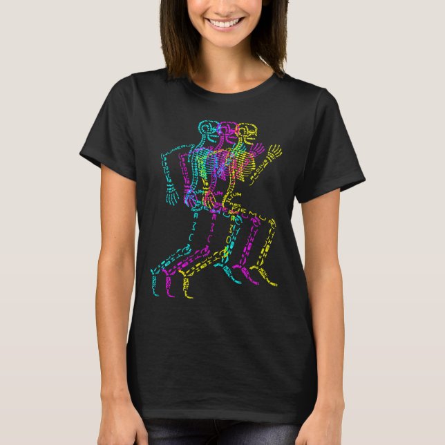 Nerdy Skeleton Bones Labeled Funny Halloween Human T-Shirt (Front)