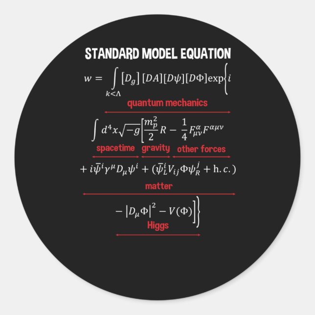 Nerdy Standard Model Equation – Gift For Physics2  Classic Round Sticker (Front)