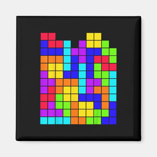 Nerdy Tetrominoes Block Puzzle Video Game Math Tea Magnet (Front)