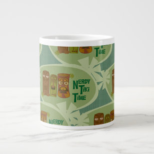 Nerdy Tiki Time Retro Art Slogan Pattern Design Large Coffee Mug