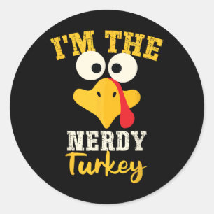 Nerdy Turkey Family Matching Thanksgiving Dinner G Classic Round Sticker