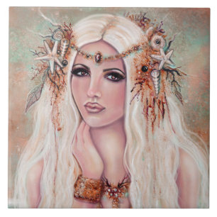 Nereides nymph mermaid art by Renee Lavoie  Ceramic Tile