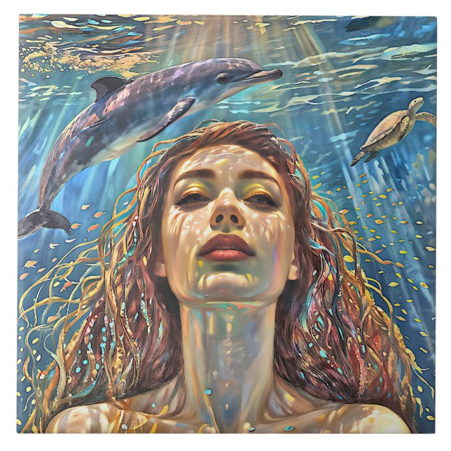“Nerena”  Beneath Still Waters Ceramic Tile (Front)