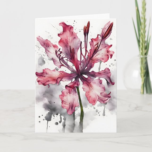 Nerine - Watercolor flowers Card (Front)